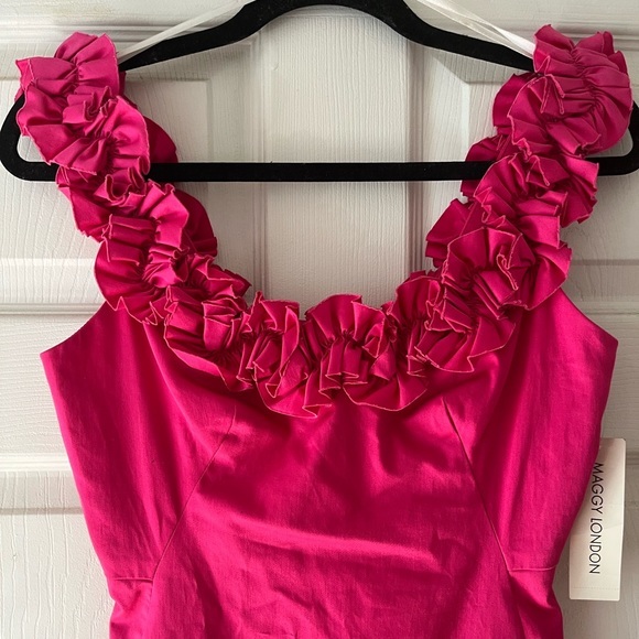 Maggy London Hot Pink‎ Ruffle Mini Dress - Picture 2 of 10